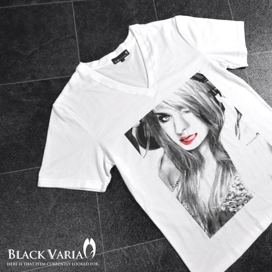Blackvaria Tシャツ ガール セクシー 口唇 女性 外国人 外人 Vネック 半袖 メンズ ホワイト白 Zkt005 1009 Prw Zkt005 Wh Black Varia 通販 Yahoo ショッピング
