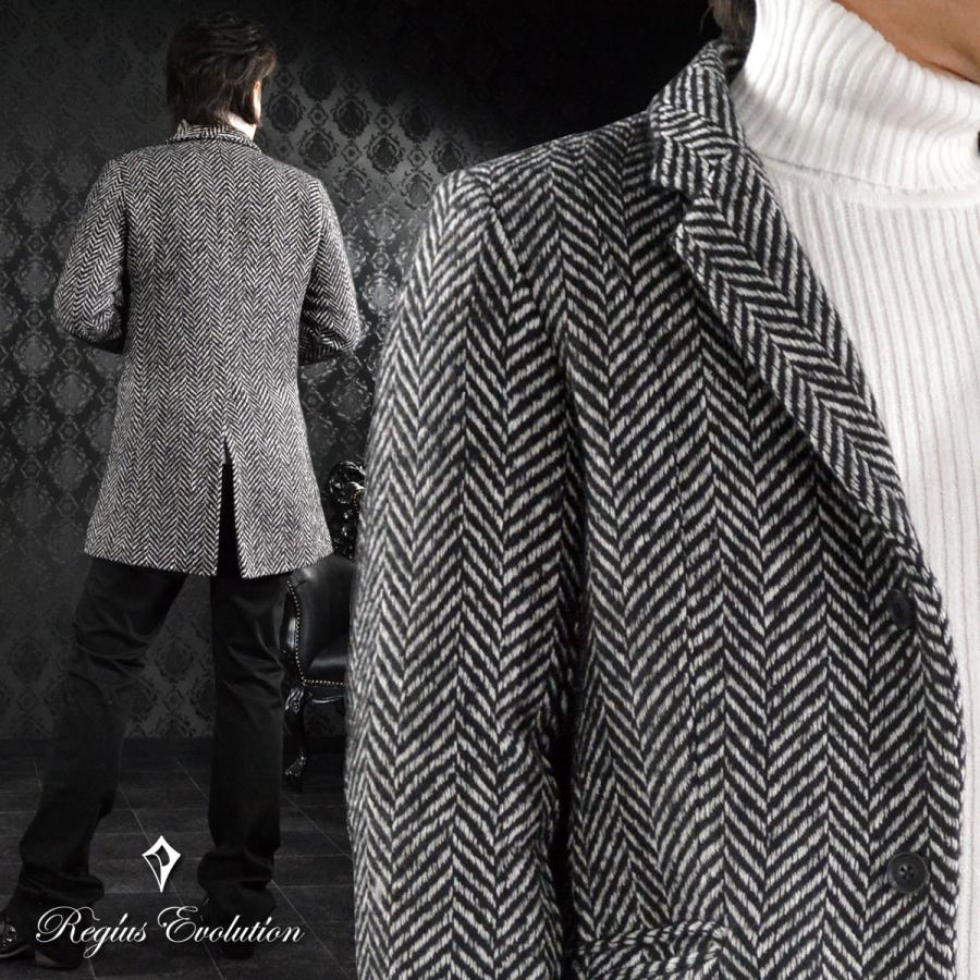 チェスターコート ツイード ヘリンボーン柄 ウール混 ロング コート メンズ ブラック黒ホワイト白 100b Ng 2 Black Varia 通販 Yahoo ショッピング