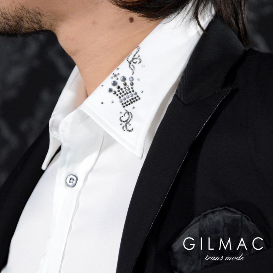 サテンシャツ 無地 日本製 レギュラーカラー 襟 クラウン 王冠 ライン