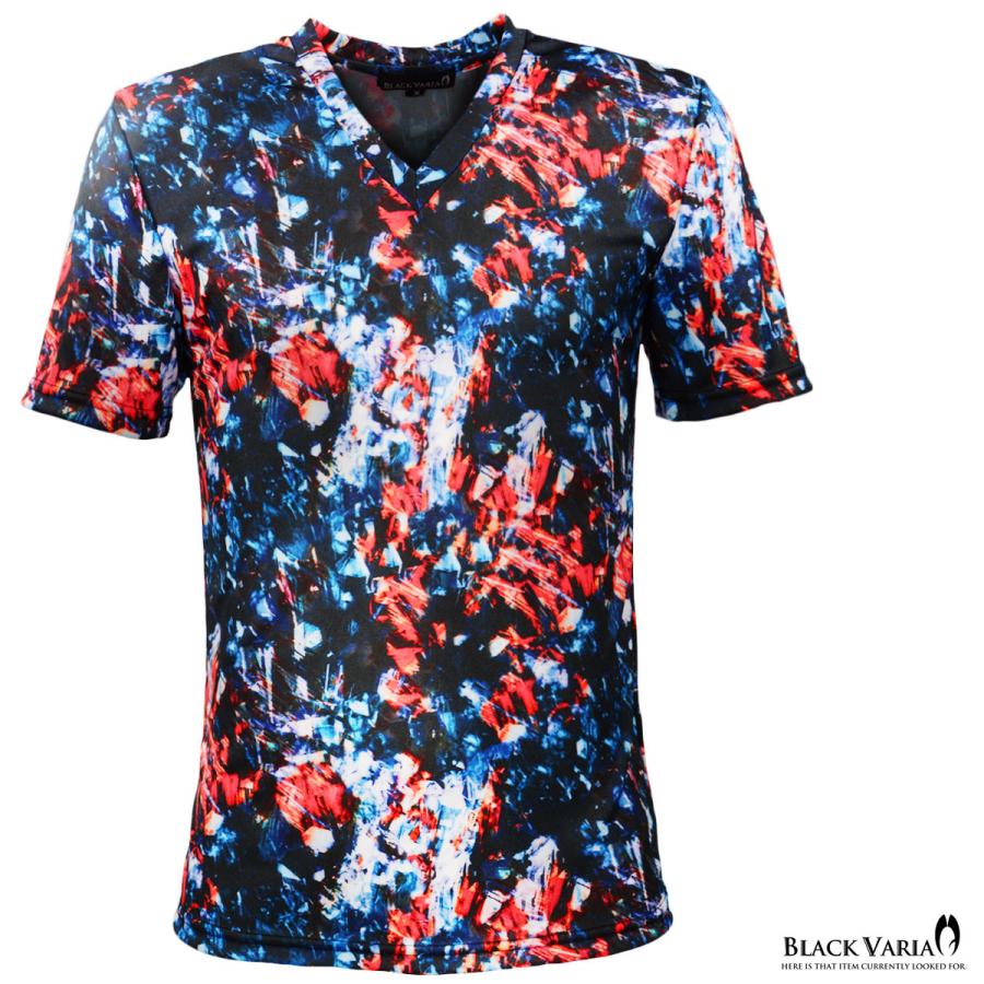 Blackvaria Tシャツ Vネック ムラ柄 宝石 メンズ 日本製 スリム ストレッチ 総柄 半袖tシャツ レッド赤ブルー青 1103 Bvb Rebl Black Varia 通販 Yahoo ショッピング