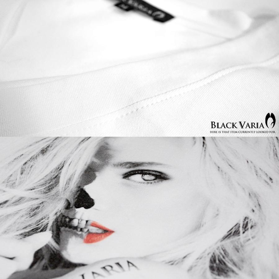 BlackVaria Tシャツ Vネック ガール セクシー スカル レディ フォトプリント 半袖 メンズ(ホワイト白) zkt007｜mroutlet｜04