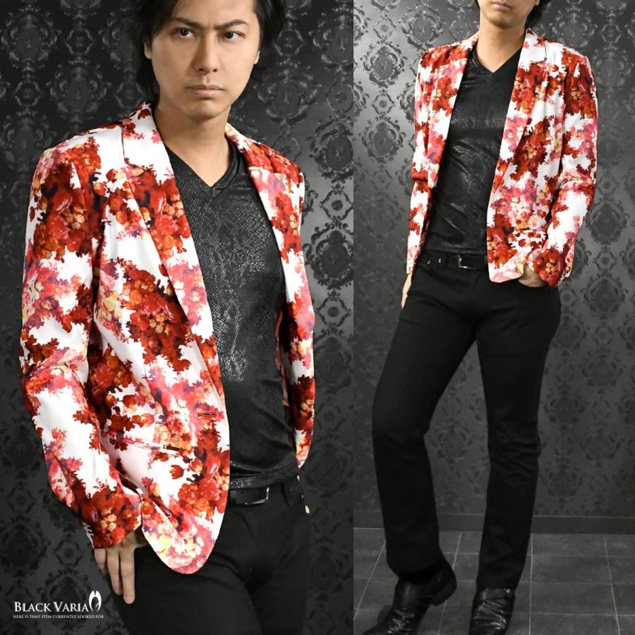 BLACK VARIA BlackVaria カットジャケット 花柄 薔薇 メンズ BLACK VARIA BlackVaria カットジャケット 花柄 薔薇 メンズ