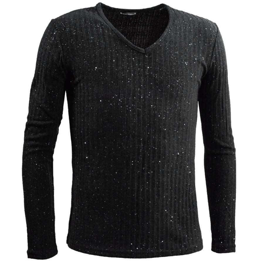 Blackvaria Tシャツ ラメ Vネック 長袖 無地 テレコ シンプル スリム カットソー ロンt メンズ ブラック黒 771 110b Kui 771 Bk Black Varia 通販 Yahoo ショッピング