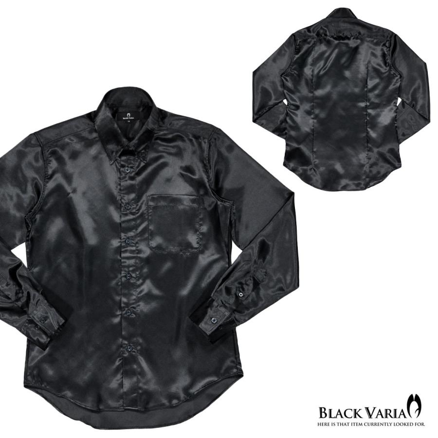 BlackVaria サテンシャツ ドゥエボットーニ 光沢 無地 スナップダウン 衣装 日本製 パーティー ドレスシャツ(ブラック黒) 171714｜mroutlet｜04