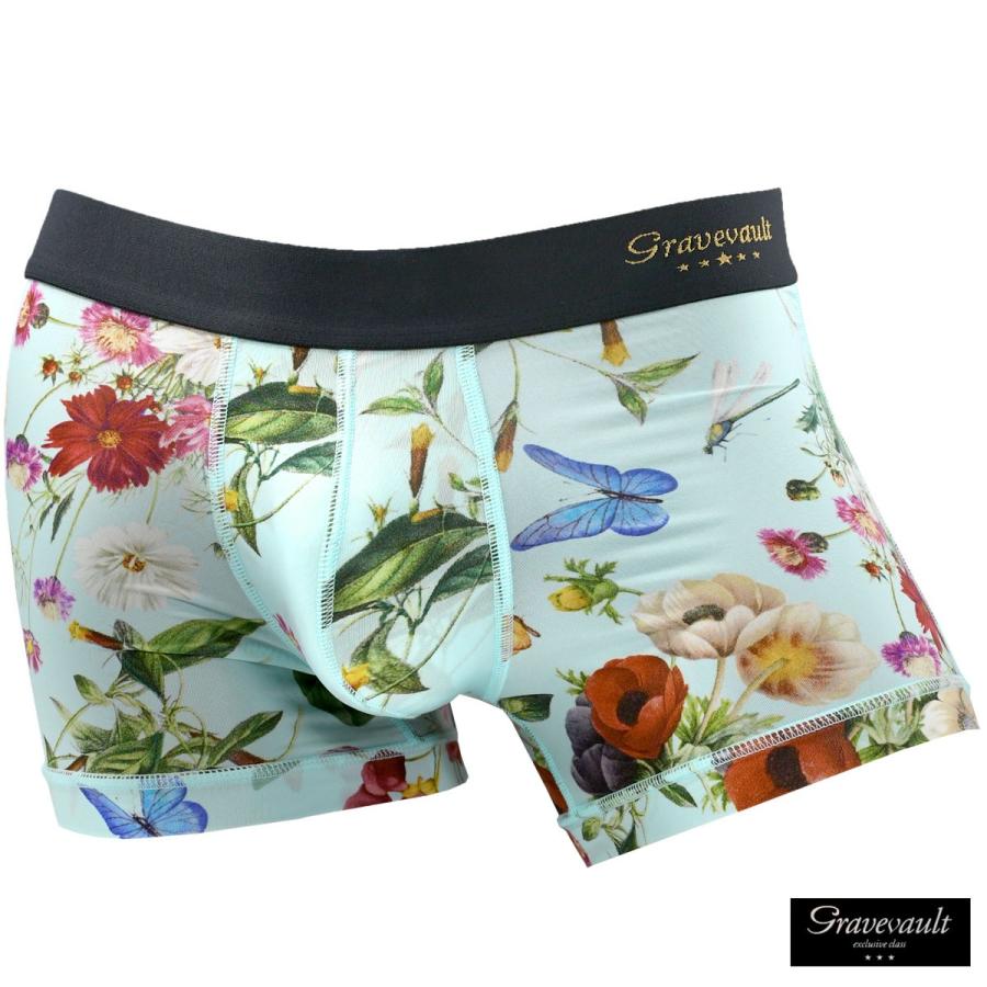Gravevault グレイブボールト ボクサーパンツ ショート 花柄 ボタニカル柄 パンツ 蝶 アンダーウェア 下着 Mens メンズ ライトブルー水色 11 Tk Bl Black Varia 通販 Yahoo ショッピング