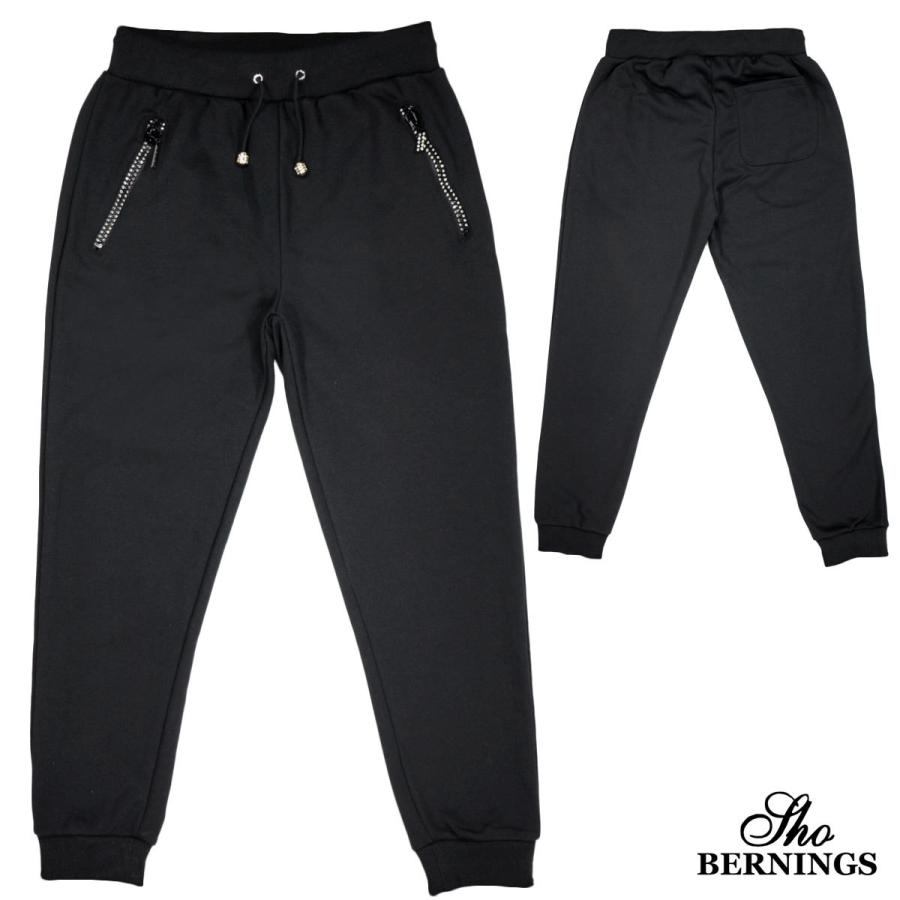 スウェットパンツ ジョガーパンツ メンズ ゆったり ラインストーン テーパード ボトム ブラック黒 超人気高品質