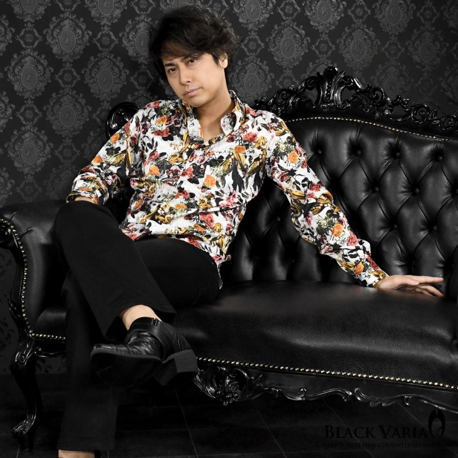 BlackVaria サテンシャツ ドレスシャツ ドゥエボットーニ 花柄