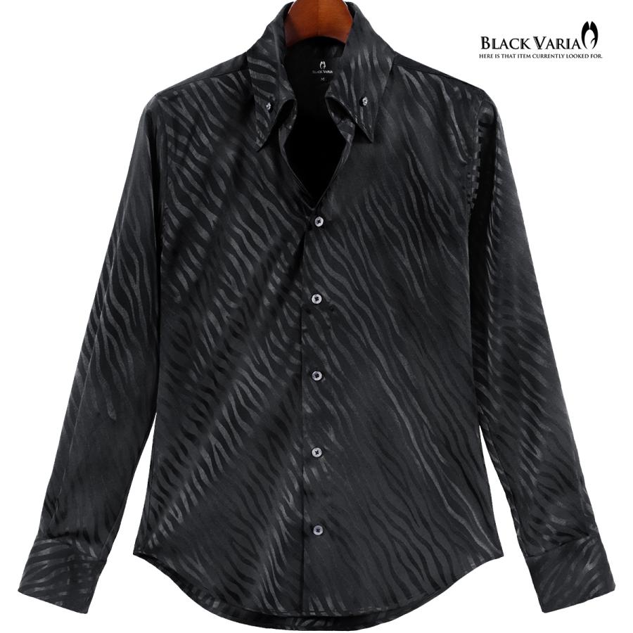 BLACK VARIA（ブラックバリア） サテンシャツ ドレスシャツ スキッパー