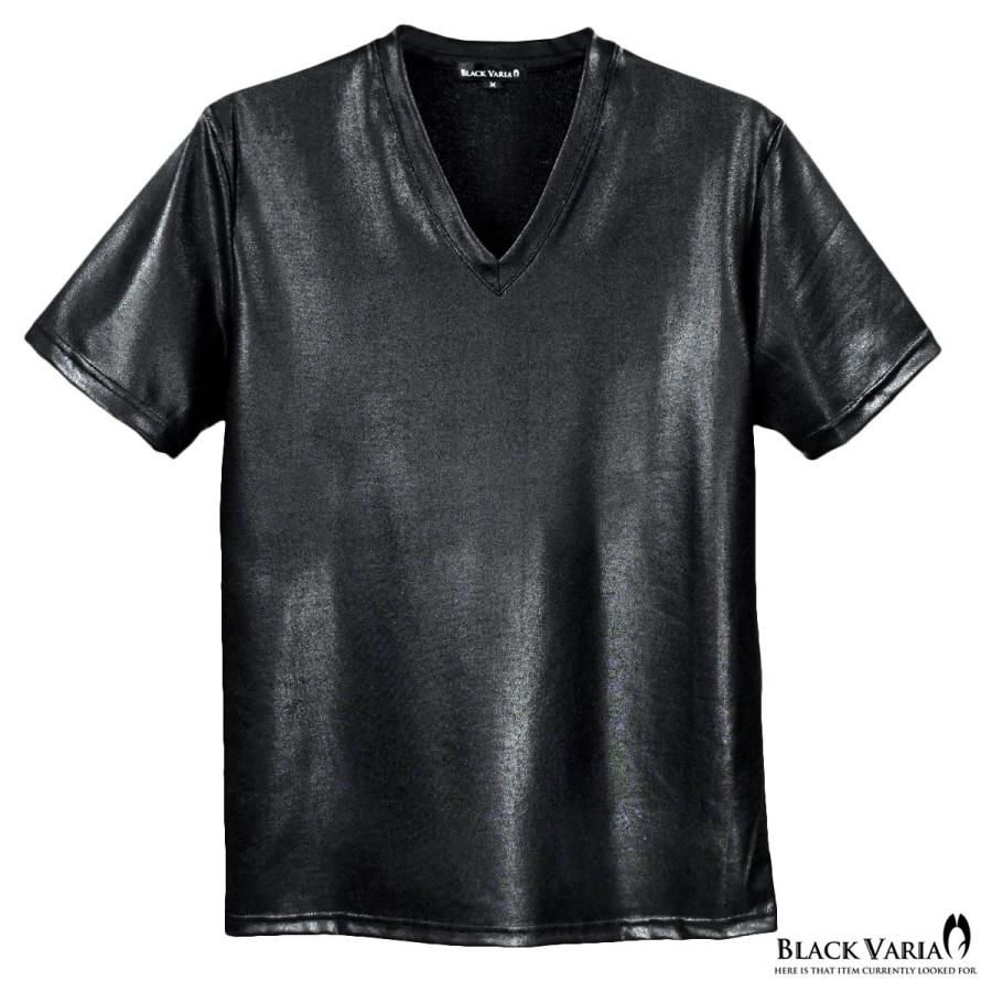 BlackVaria Tシャツ Vネック 日本製 無地 ストレッチ スリム 半袖 mens メンズ(光沢ブラック黒) 193201a｜mroutlet｜06