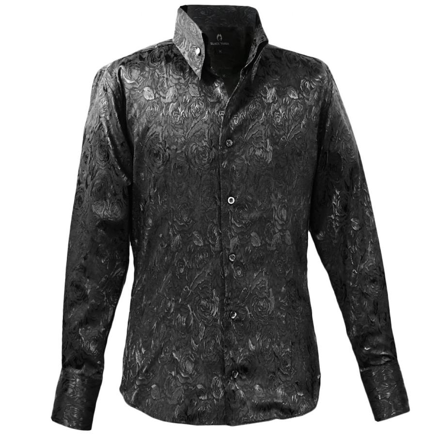 ブラック サテン シャツドレス BLACK VARIA（ブラックバリア） サテンシャツ ドレスシャツ スキッパー
