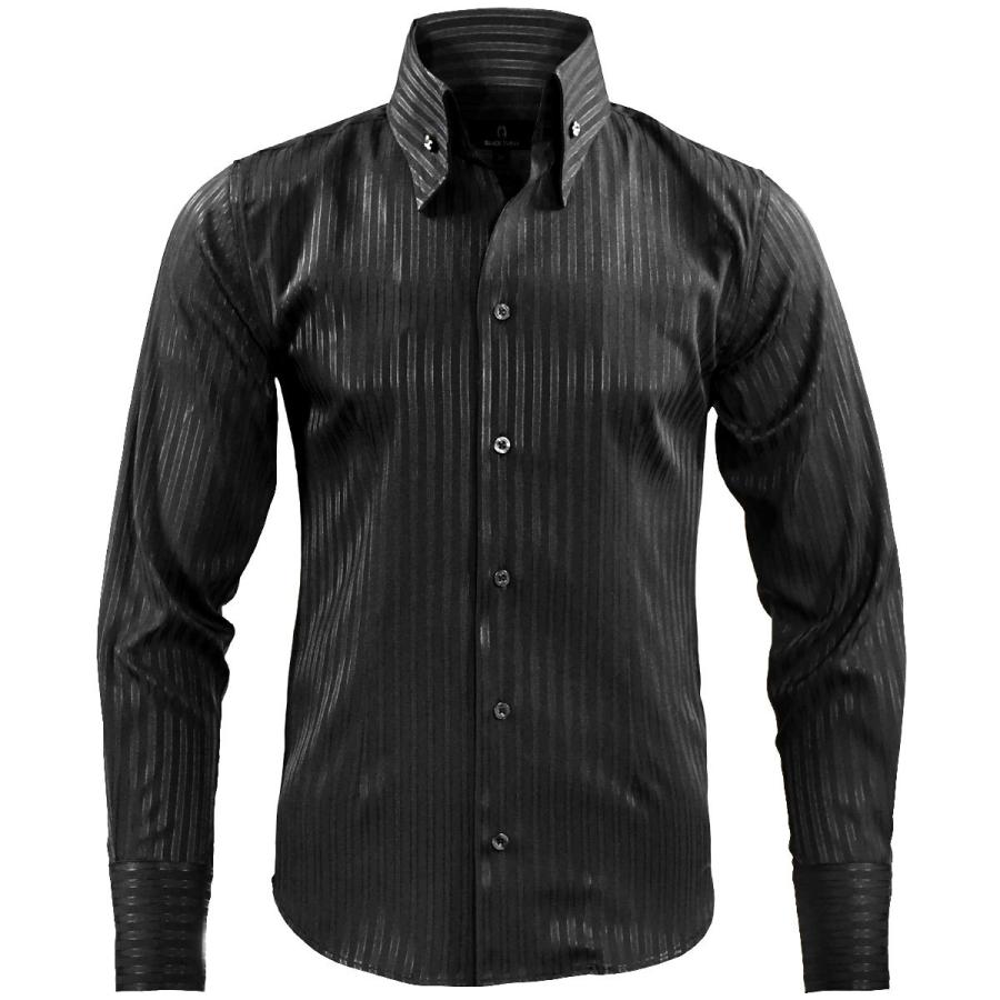 BLACK VARIA（ブラックバリア） サテンシャツ スワロフスキー釦 ドレス