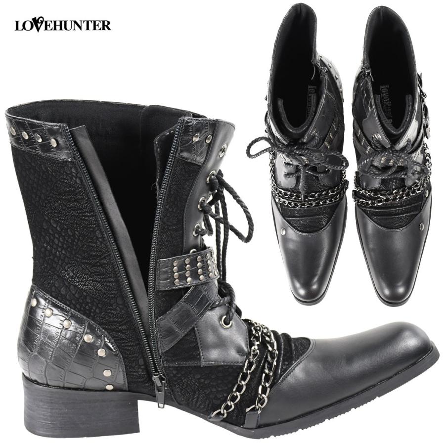 40のみ Sale レースアップブーツ スタッズ ベルト パイソン ショートブーツ 靴 Mens メンズ ブラック黒 6802 130b Sanei 6802 Bk Black Varia 通販 Yahoo ショッピング