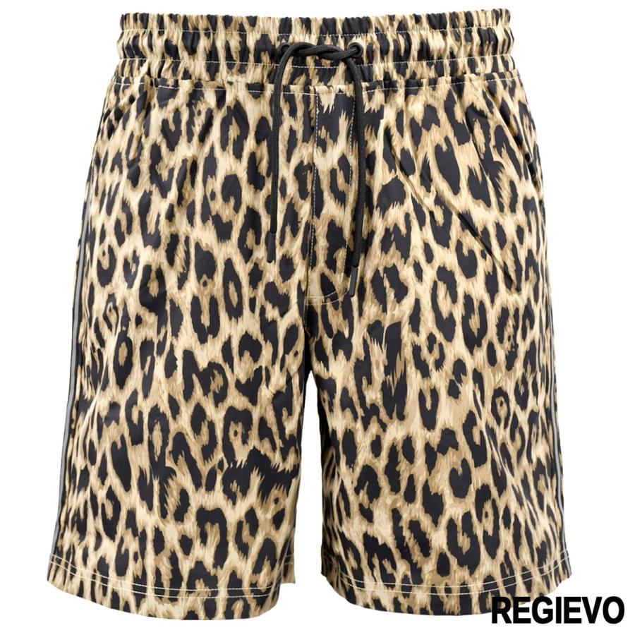 ハーフパンツ レオパード サイドライン 膝上 ショート丈 パンツ Mens メンズ ヒョウ柄ベージュ茶 1401 Ng 3 Black Varia 通販 Yahoo ショッピング