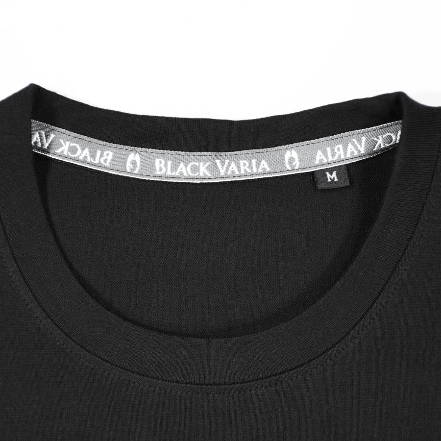 BlackVaria Tシャツ クロスエンジェル プリント クルーネック 丸首 長袖Tシャツ スリム 細身 mens メンズ(ブラック黒) crzkh066ls｜mroutlet｜04