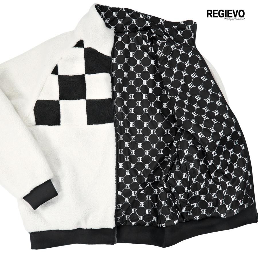 ボアジャケット ビッグシルエット アウター スタンドカラー チェッカー