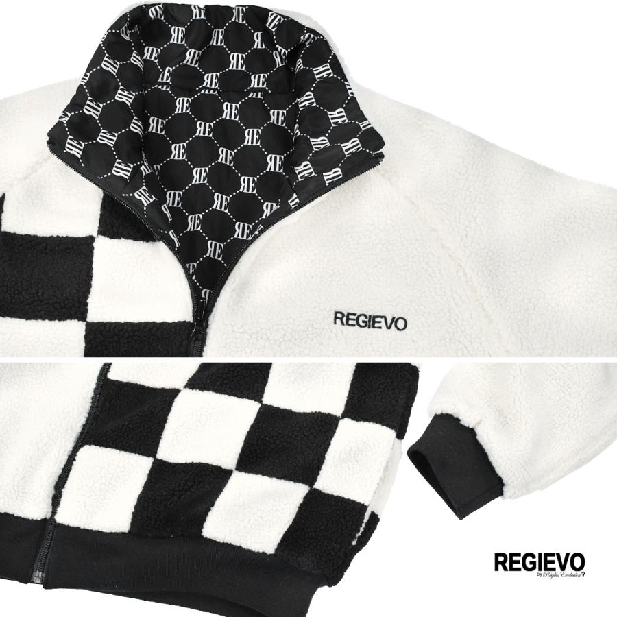 ボアジャケット ビッグシルエット アウター スタンドカラー チェッカー