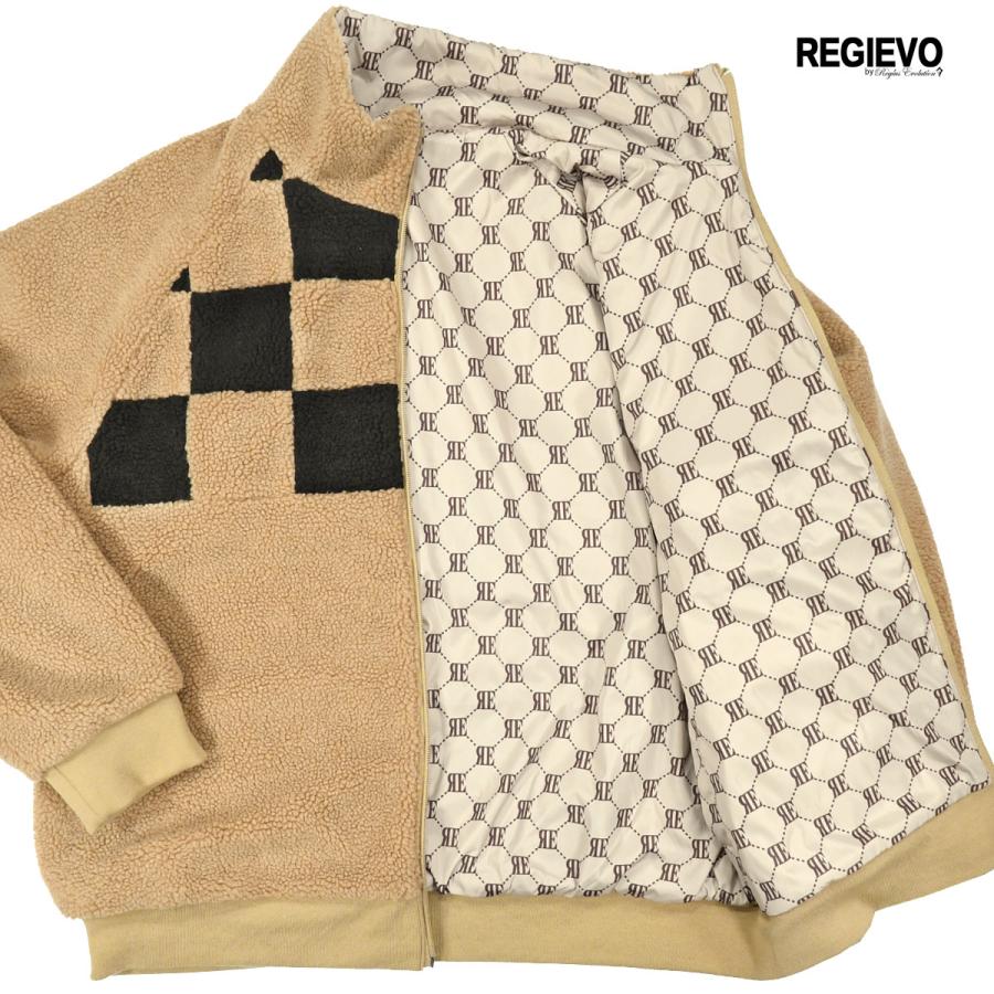 ボアジャケット ビッグシルエット アウター スタンドカラー チェッカー