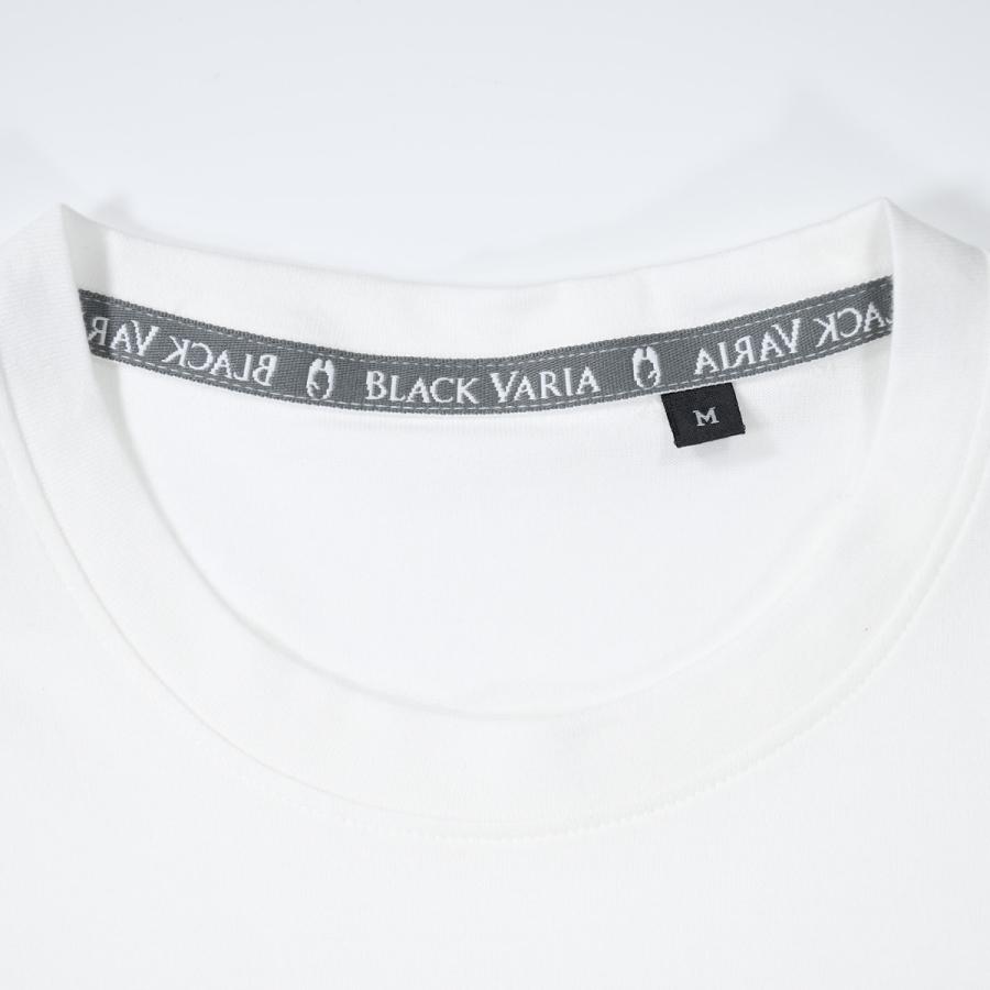 BlackVaria Tシャツ スカル ドクロ ワンポイント クルーネック 丸首 長袖Tシャツ スリム 細身 mens メンズ(ホワイト白) crzkk067ls｜mroutlet｜04