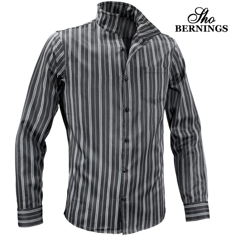 イタリアンカラーシャツ ストライプ メンズ スキッパー 襟ワイヤー 長袖 シャツ Mens ブラック黒 1502 Sho 90 Black Varia 通販 Yahoo ショッピング