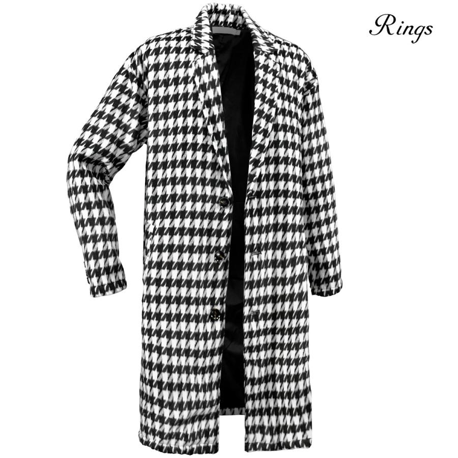 チェスターコート 幾何柄 千鳥 チドリ柄 オーバーサイズ シングル アウター ロングコートmens メンズ ブラック黒ホワイト白 150a Rin 99 Black Varia 通販 Yahoo ショッピング