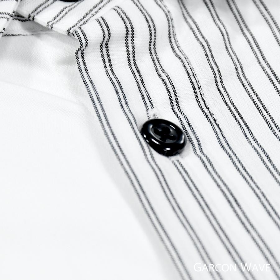ストライプ アシンメトリー ブロード カジュアル 長袖 シャツ メンズ