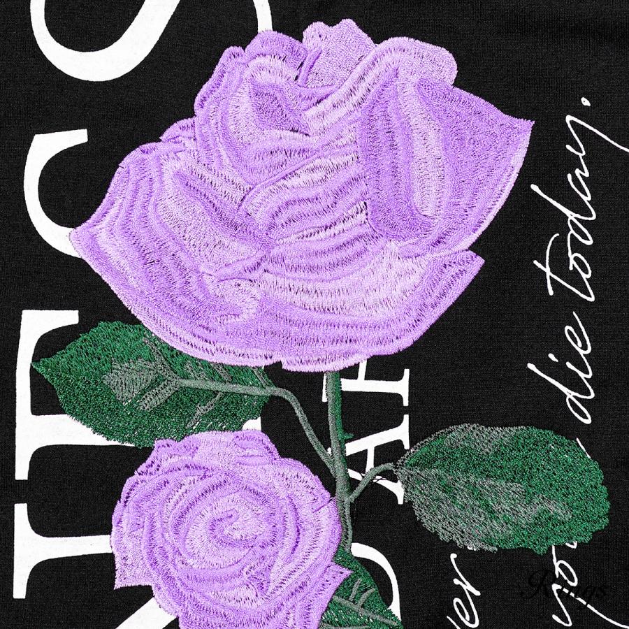 ロンt ローズ刺繍 バラ 薔薇 ルーズシルエット クルーネック 長袖 Tシャツ Mens メンズ ブラック黒 紫バラ 150c Rin 25 Black Varia 通販 Yahoo ショッピング