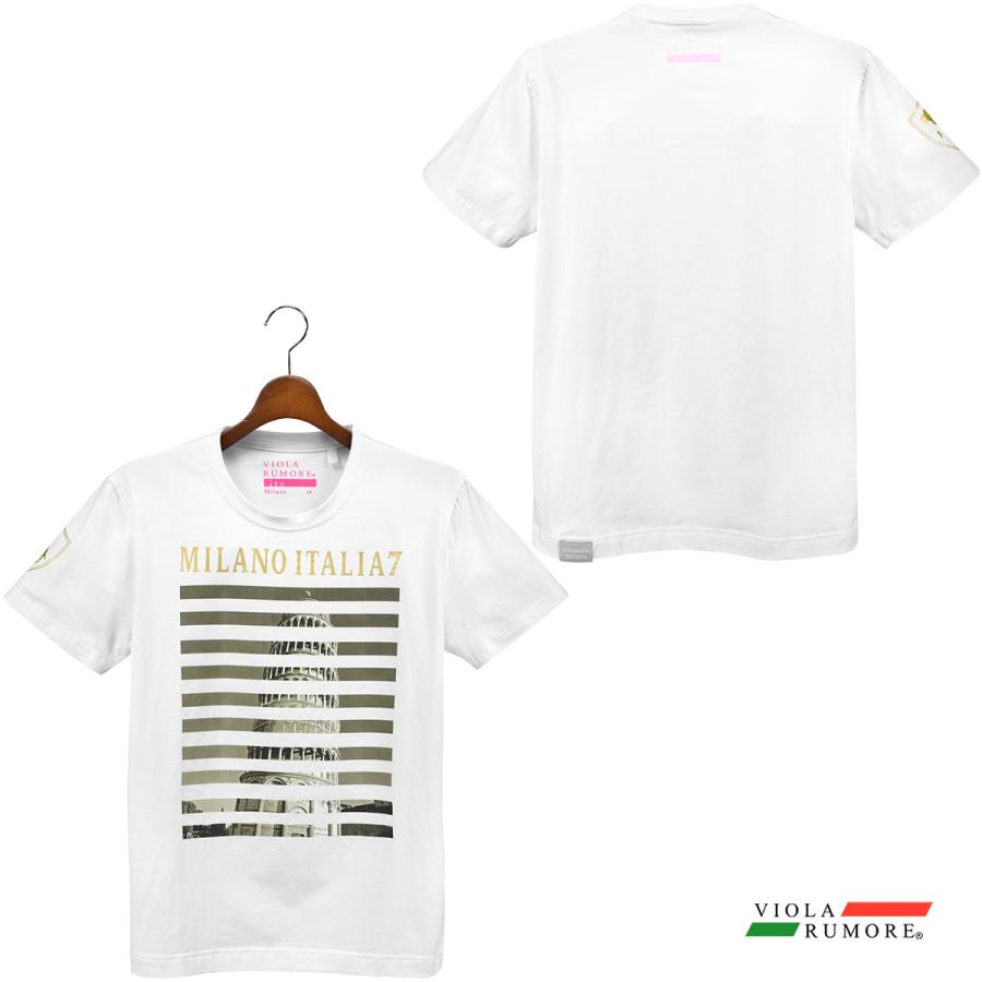 VIOLA rumore ヴィオラルモーレ ビオラ Tシャツ クルーネック フォトプリント メンズ シンプル 細身 半袖Tシャツ mens(ホワイト白セピア) 21320｜mroutlet｜06