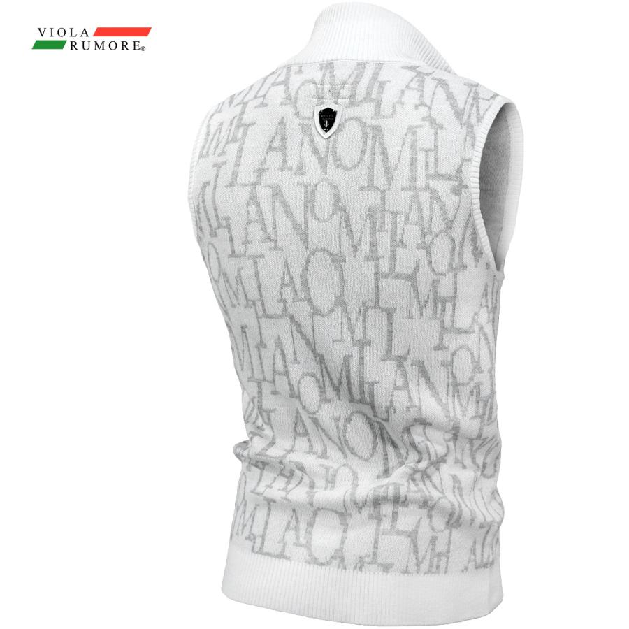 VIOLA rumore ヴィオラルモーレ ビオラ ベスト ニット ロゴジャガード ジップアップ 薄手 mens メンズ(ホワイト白