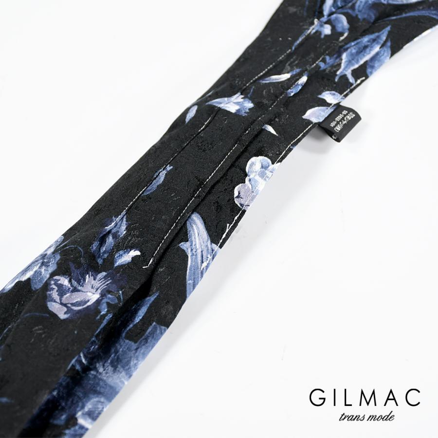 GILMAC ストール 花柄 バラ柄ジャガード 薔薇 ネクタイ スカーフ メンズ(ブラック黒) k3103｜mroutlet｜04