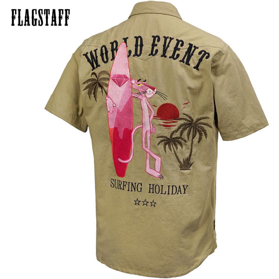 ピンクパンサー PINK PANTHER ワークシャツ  リップストップ mens メンズ サーフボード 半袖シャツ(ベージュ茶) 432044｜mroutlet｜04