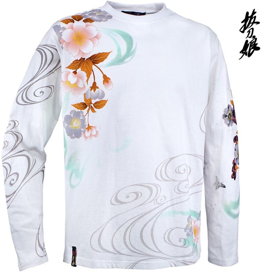 抜刀娘 ばっとうむすめ 美麗 クルーネック 長袖Tシャツ 穂乃花 和柄 