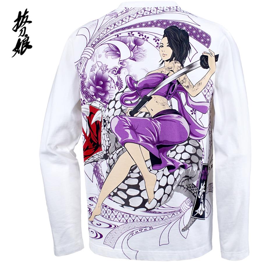抜刀娘 ばっとうむすめ クルーネック 長袖Tシャツ 穂乃花 和柄