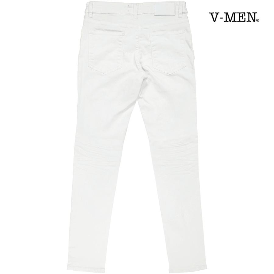 V-men スキニーパンツ スリム シワ加工 細身 ストレッチ デニム メンズ