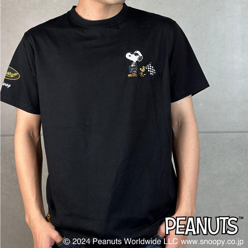 SNOOPY（スヌーピー） FLAG STAFF 半袖Tシャツ クルーネック バイク 