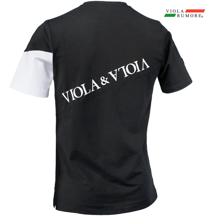 VIOLA rumore ヴィオラルモーレ ビオラ 半袖 Tシャツ Vネック ラインストーン 切替 mens メンズ(ブラック黒) 42321｜mroutlet｜02