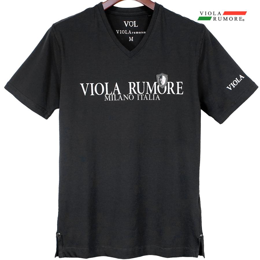 VIOLA rumore ヴィオラルモーレ ビオラ 半袖 Tシャツ Vネック シートPT オーバーステッチ mens メンズ(ブラック黒) 42322｜mroutlet｜06