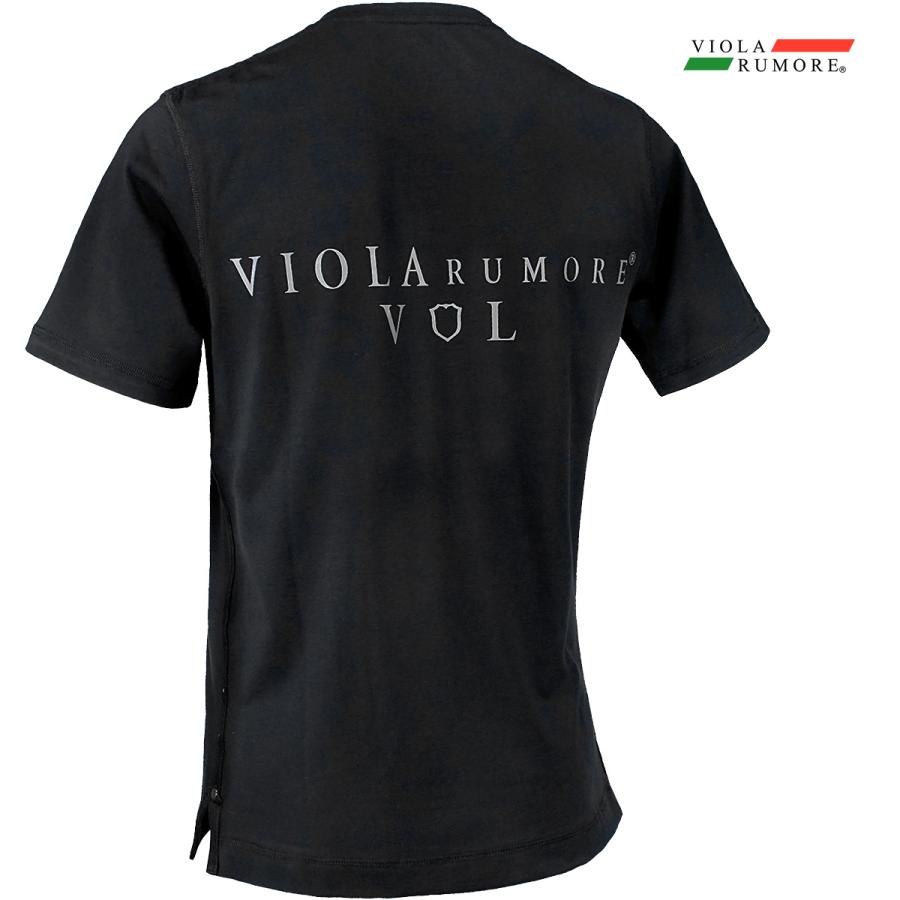 VIOLA rumore ヴィオラルモーレ ビオラ Tシャツ 半袖 クルーネック ロゴPT オーバーステッチ mens メンズ(ブラック黒) 42326｜mroutlet｜02