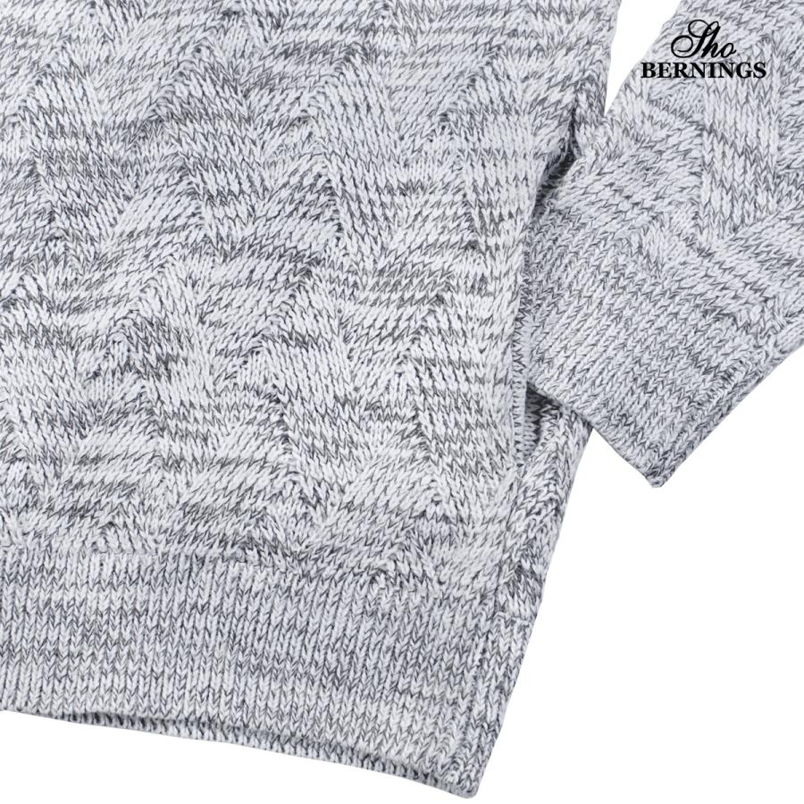 Bernings sho ニット ジャケット バスケット柄 スタンドカラー 