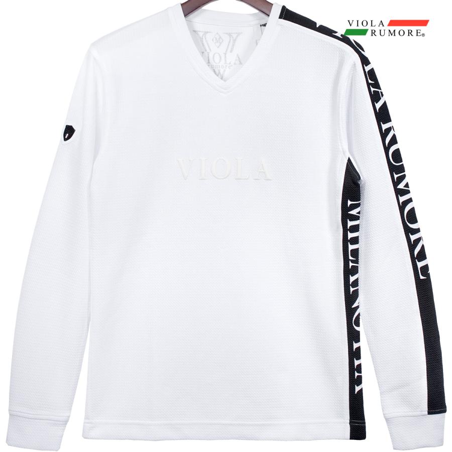 VIOLA RUMORE Vネックシャツ L ホワイト VIOLA tシャツ 「VIOLA rumore/ヴィオラ ルモーレ」P.T入り切替V