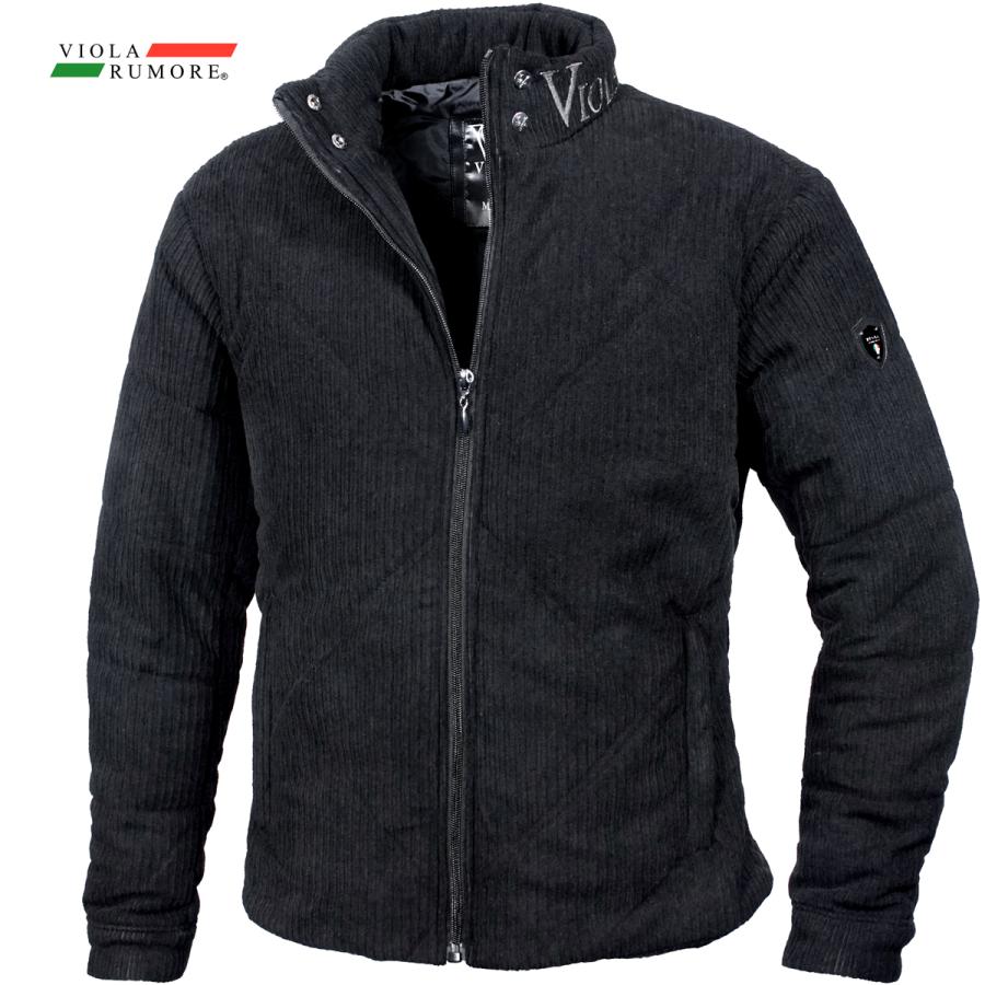 VIOLA rumore ヴィオラ ビオラ 中綿ジャケット ストライプ起毛 刺繍 メンズ アウター ダウンジャケット mens(ブラック黒) 62105 VIOLA rumore（ヴィオラ ルモーレ） ビオラ 中綿ジャケット ストライプ