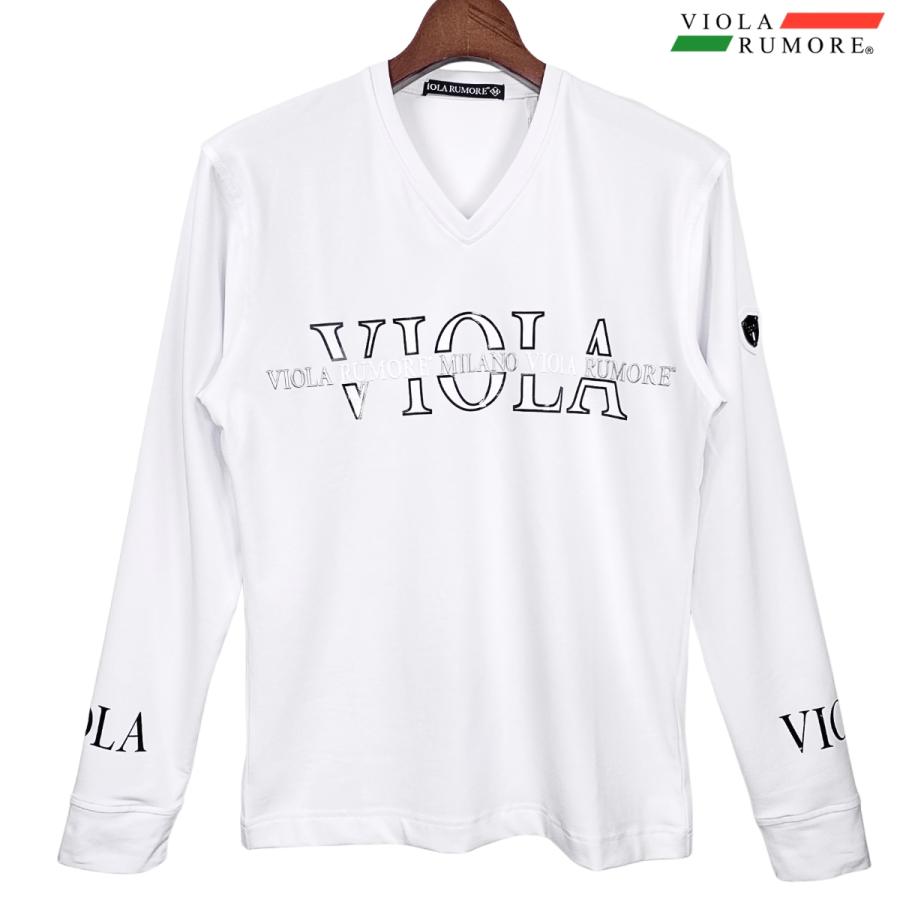 【新品未使用】ヴィオラルモーレ　総柄セットアップ　VIOLA rumore 白 VIOLA rumore（ヴィオラ ルモーレ） ビオラ Tシャツ 長袖 Vネック ロゴ