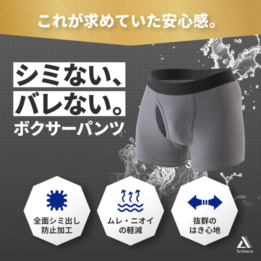 尿漏れパンツ 男性 失禁パンツ ちょい漏れ対策 ボクサーパンツ 前開き