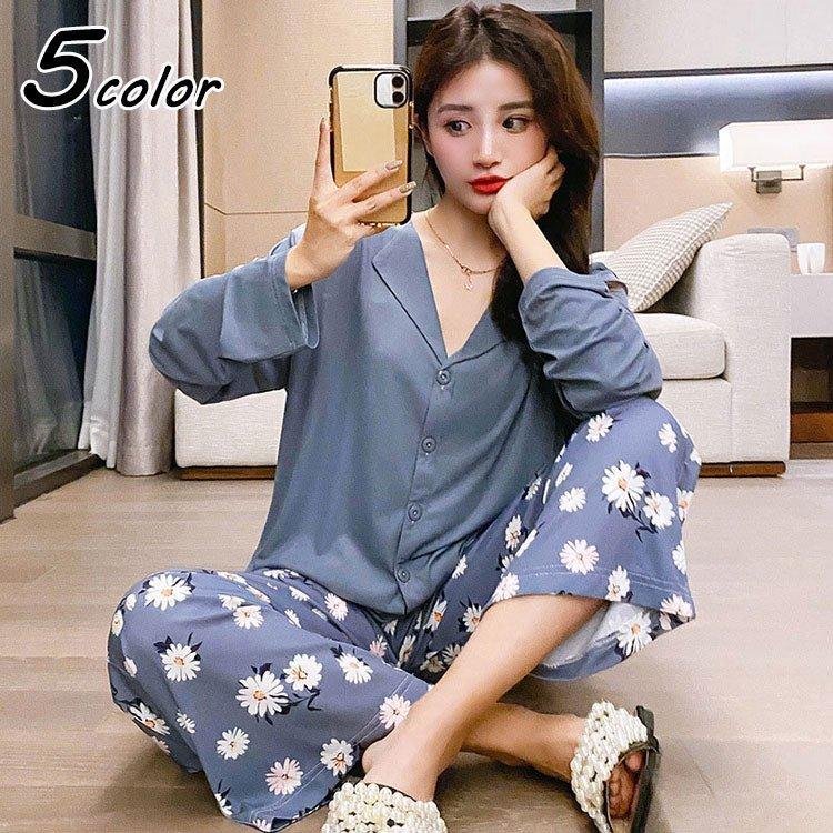 パジャマ ルームウェア レディース 春夏秋 長袖パジャマ 前開き レションルームウェア 花柄 可愛い上下セット ゆったり 大きいサイズ部屋着 寝巻き薄手 ギフト 2126lsn Mrt Shop 通販 Yahoo ショッピング