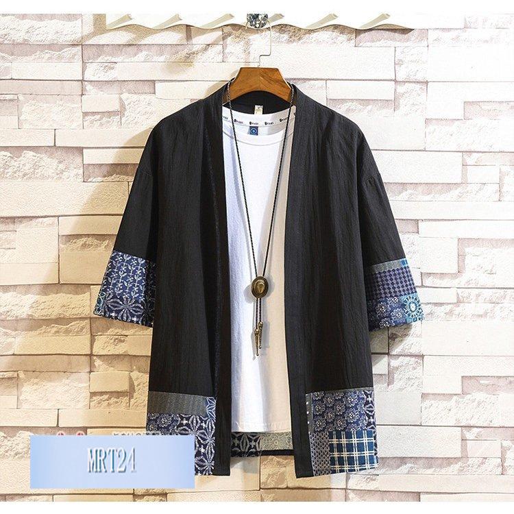 羽織 メンズ 甚平風 ジャケット 浴衣 カーディガン 切替 薄手 夏 サマー 七分袖 和服風 おしゃれ 父の日 lsee Mrt Shop 通販 Yahoo ショッピング