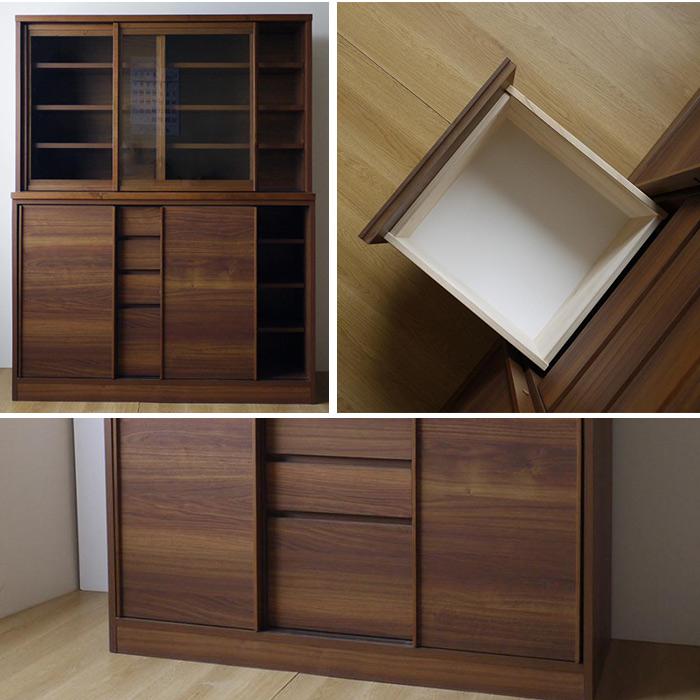 食器棚 ロータイプ カップボード キッチンボード 水屋 引き戸 幅120 新