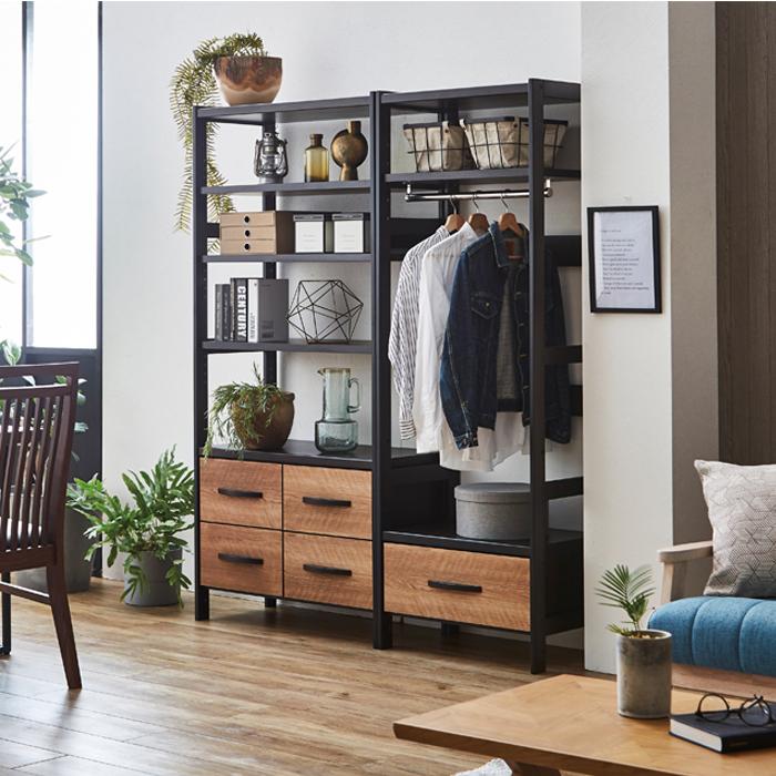 ハンガーラック マルチワード ワードローブ 引き出し付 幅60cm 衣類