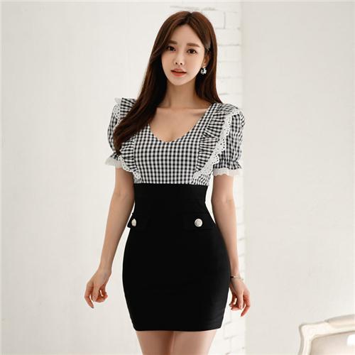 ワンピースドレス タイトワンピース スーツ ワンピース ドレスワンピース 韓国 風 インポート きれいめ セクシー Vネック 膝上丈 着痩せ お呼ばれ ミニ丈 パー Baul70 Only Anna 通販 Yahoo ショッピング