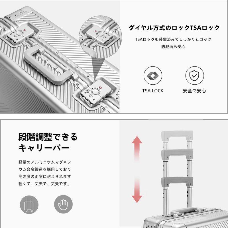 LARVENDER スーツケース オールアルミ合金 キャリーケース 機内持ち込み アルミ合金ボディ TSAロック 360度回転 静音ダブルキ スーツケース オールアルミ合金 キャリーケース 機内持ち込み アルミ合金ボディ TSAロック 360度回転 静音ダブルキ
