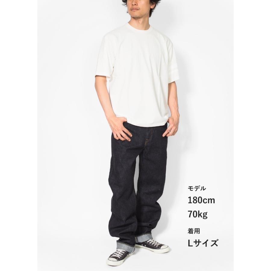 桃太郎ジーンズ（MOMOTARO JEANS） Tシャツ 半袖 袖プリント二本線