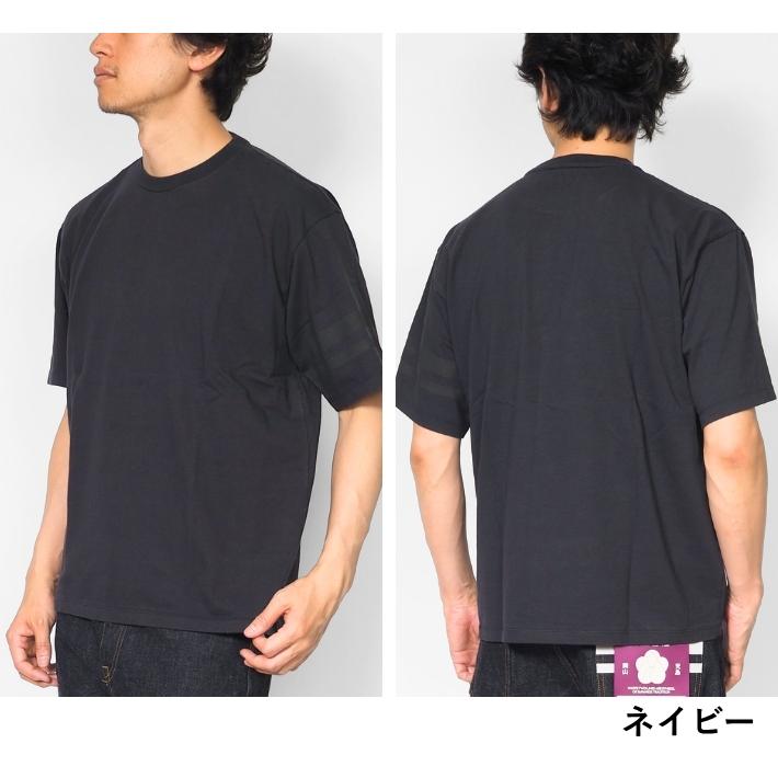 桃太郎ジーンズ（MOMOTARO JEANS） Tシャツ 半袖 袖プリント二本線